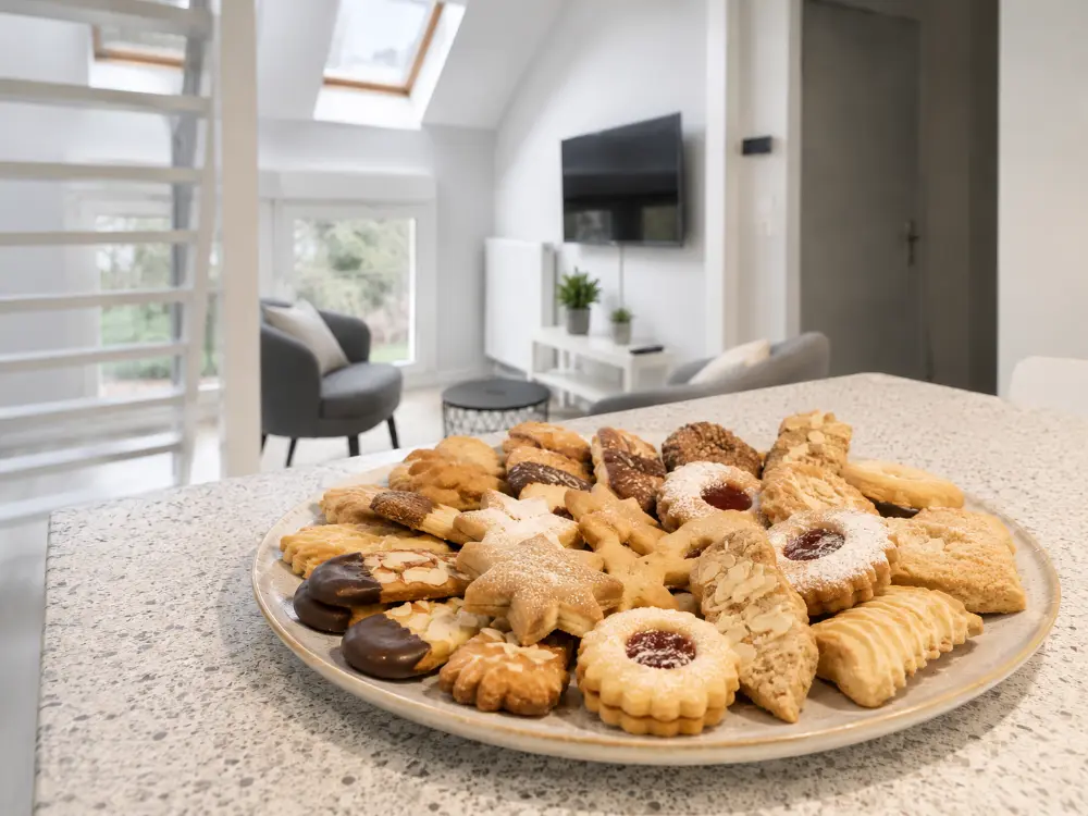 Assiette de bredele alsaciens avec biscuits de Noël variés
